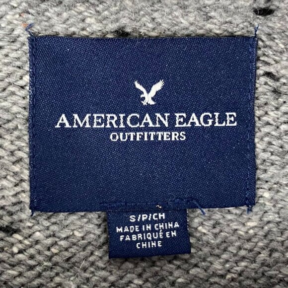 American Eagle Outfitters Men's Sweater S Gray Speckled Crewneck Cotton/Wool Ble - Picture 5 of 12